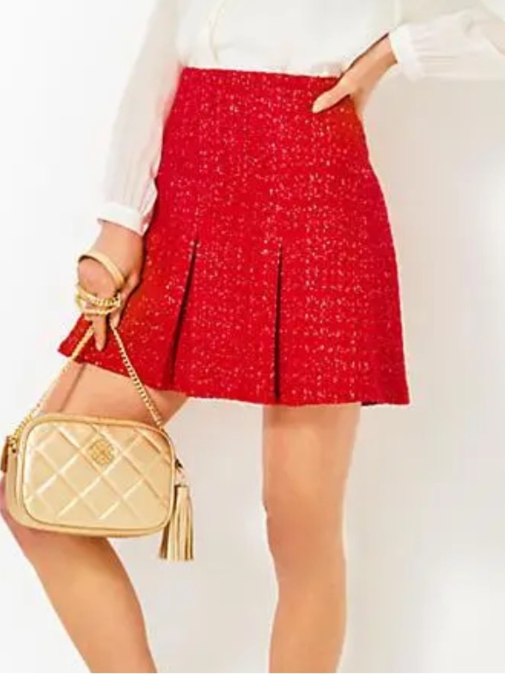 Lilly Pulitzer Cammi Mini Skirt is a high rise, Red Textured  Skirt, Size 12